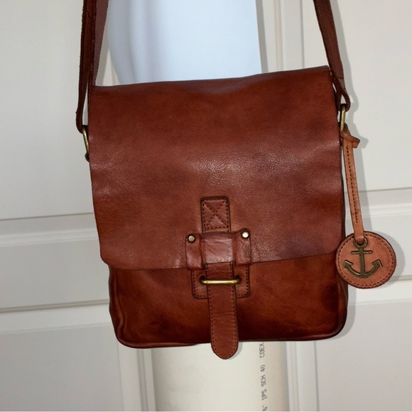 Harbour 2nd Leather Crossbody Shoulder Bag Brown Nautical *Read Description - Picture 1 of 12